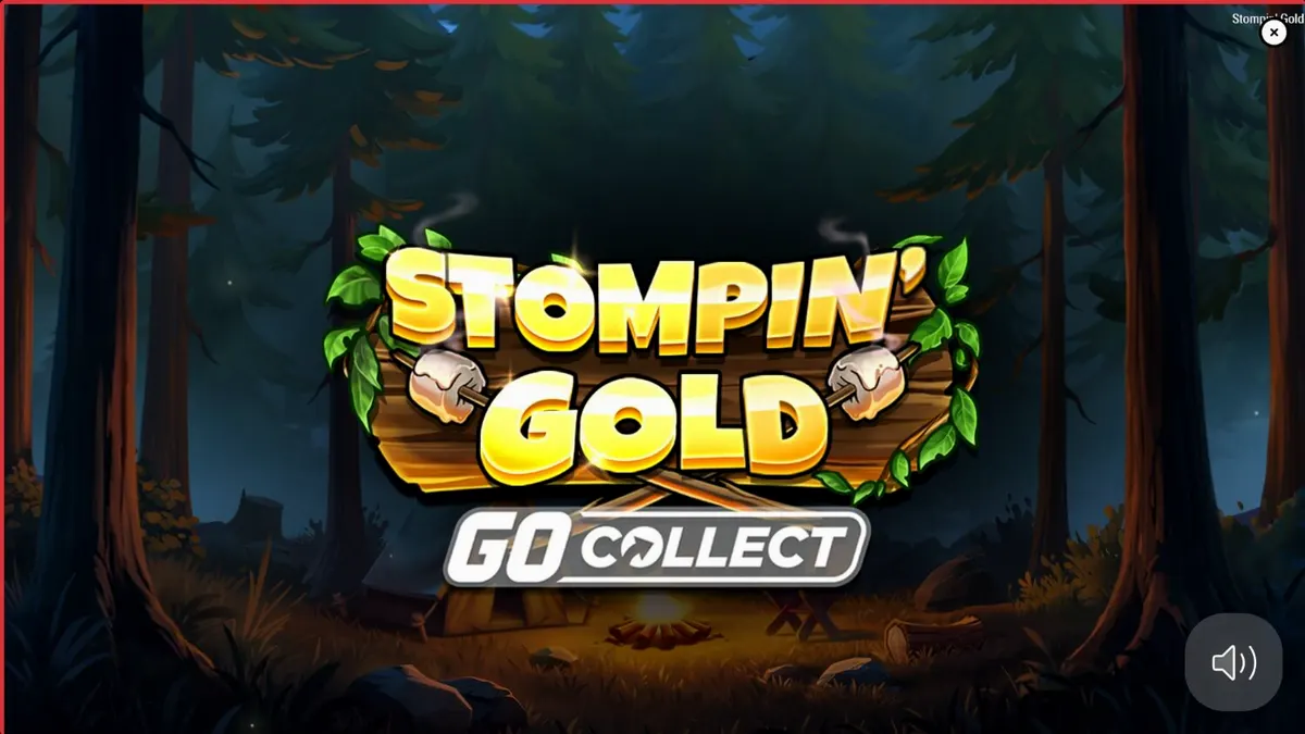 Tangkapan layar gameplay Stompin’ Gold GO Collect menampilkan Jack Tracker, yeti, dan gulungan yang penuh dengan simbol petualangan dan koin.
