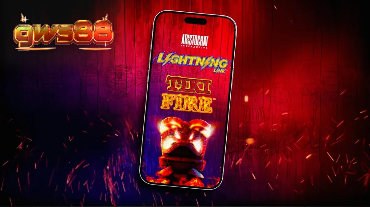 Tampilan visual slot Tiki Fire dengan tema Polinesia yang eksotis.